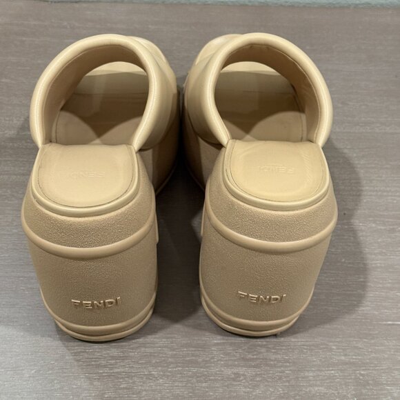Fendi Padded Leather Platform Wedge Slides - Authentic - Picture 6 of 12